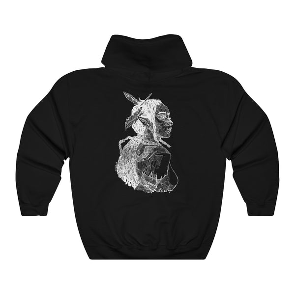 Niobe Milton Sketch Hoodie - White on Black