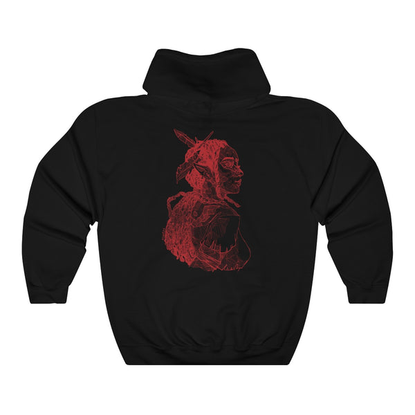 Niobe Milton Sketch Hoodie - Red on Black